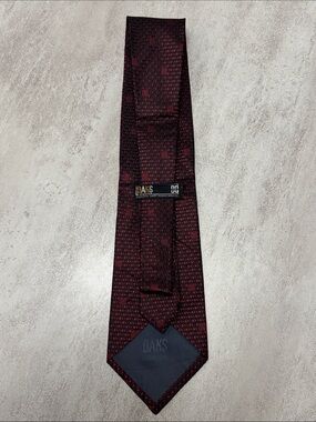 DAKS London Men's Burgundy and Black Patterned Tie